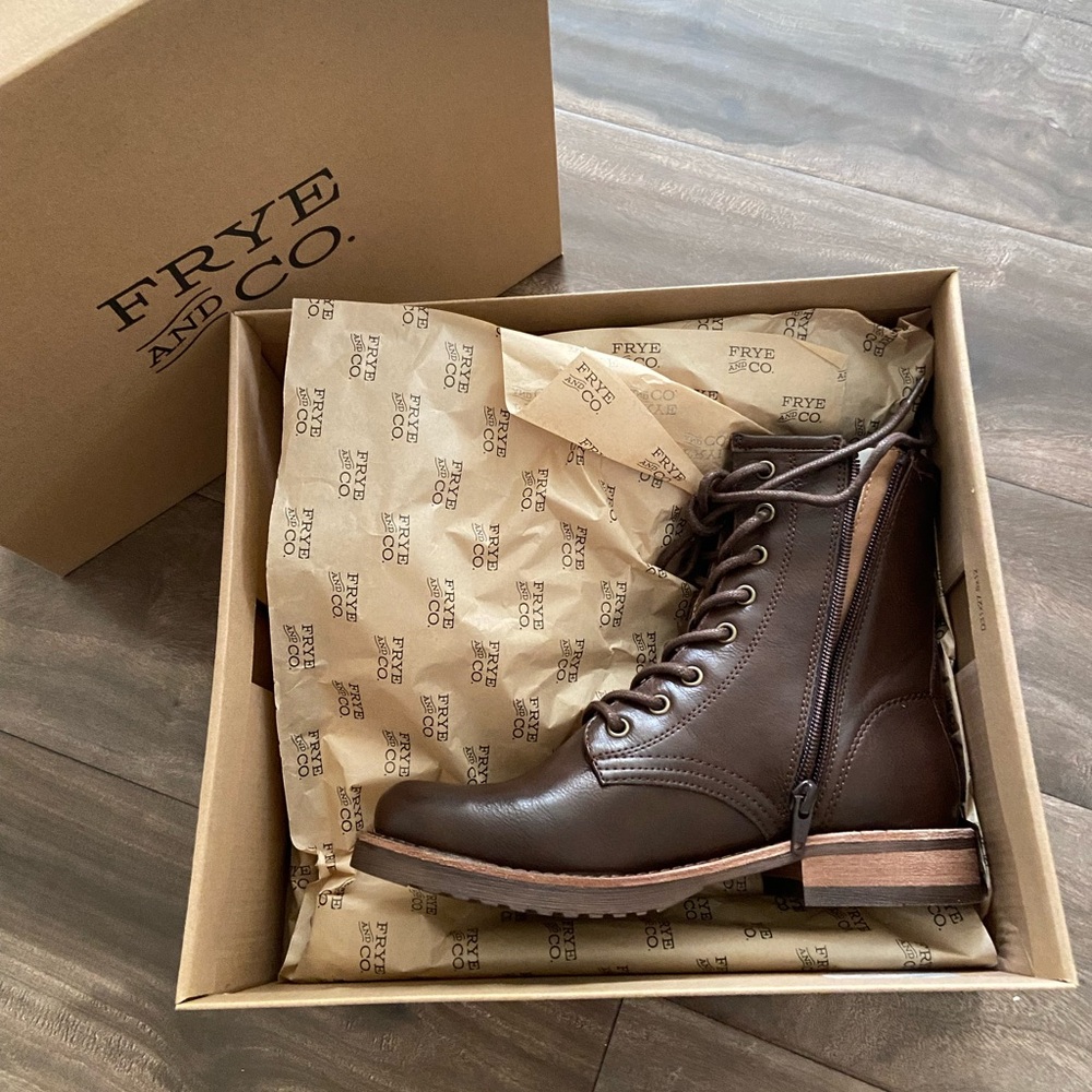 FRYE AND CO. Dark Brown Leather Lace-Up Combat Boots - Picture 8 of 10